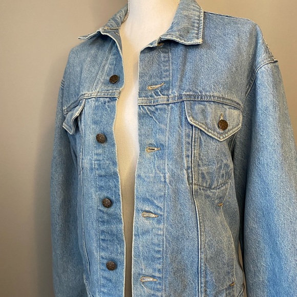 Other - Vintage Retro Denim Light Acid Wash Trucker Jean Jacket LargeOriginal Design USA